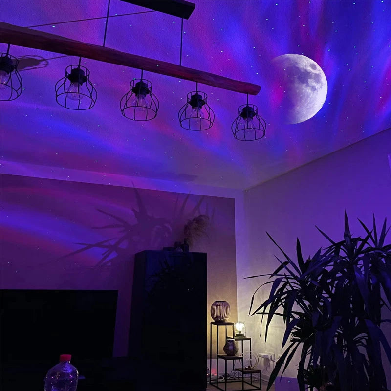 Noorderlicht projector met sterren en maan – sfeerlamp