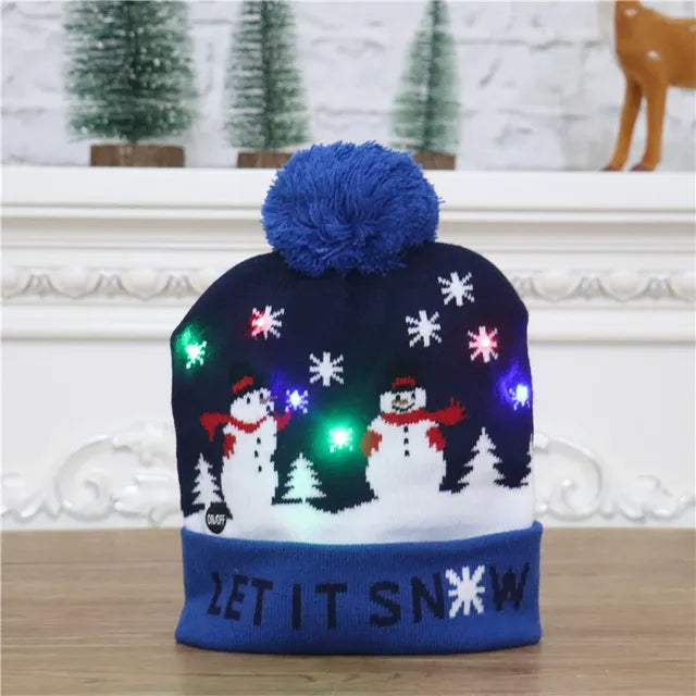 Hollevo™ Gebreide kerstmuts met LED-lichtjes voor kids en volwassenen