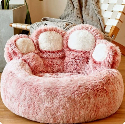 Pluizige hondenmand in winterwarm pluche, van 50 tot 110 cm doorsnede