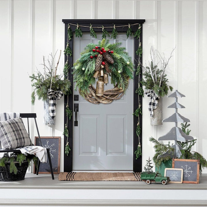 Farmhouse kerst krans, boho krans, feestdagen krans