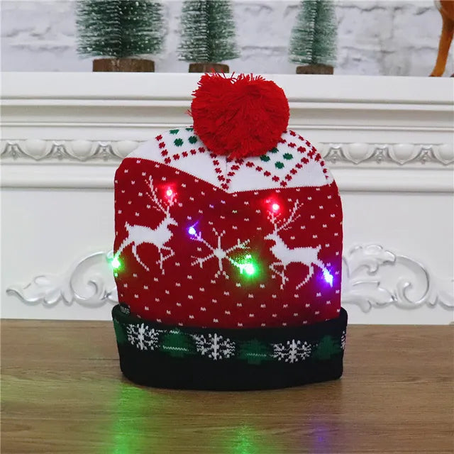 Hollevo™ Gebreide kerstmuts met LED-lichtjes voor kids en volwassenen