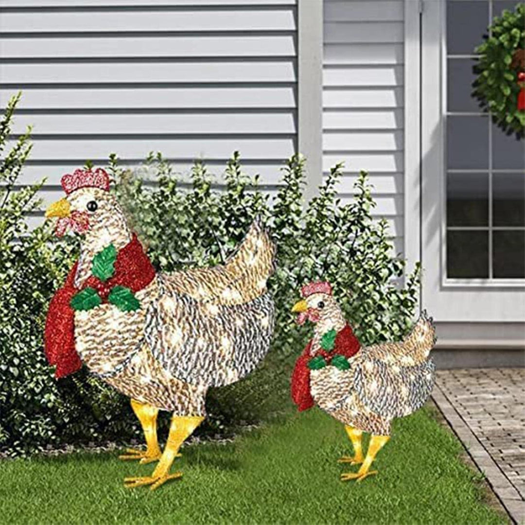 Winterhen LED kip met sjaal – verlichte kerstdecoratie voor binnen en buiten