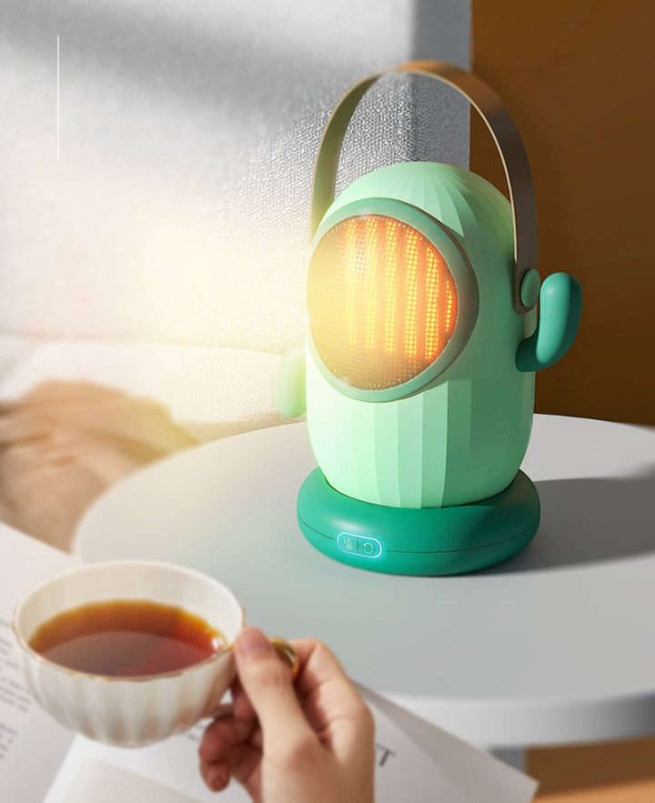 Kleine ventilatorkachel in de vorm van een cactus
