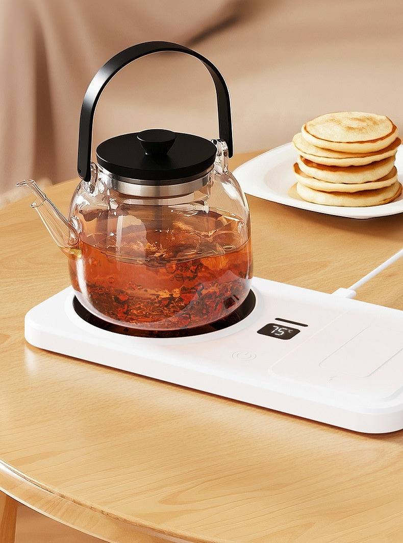 Platte bekerwarmer met draadloze telefoonlader