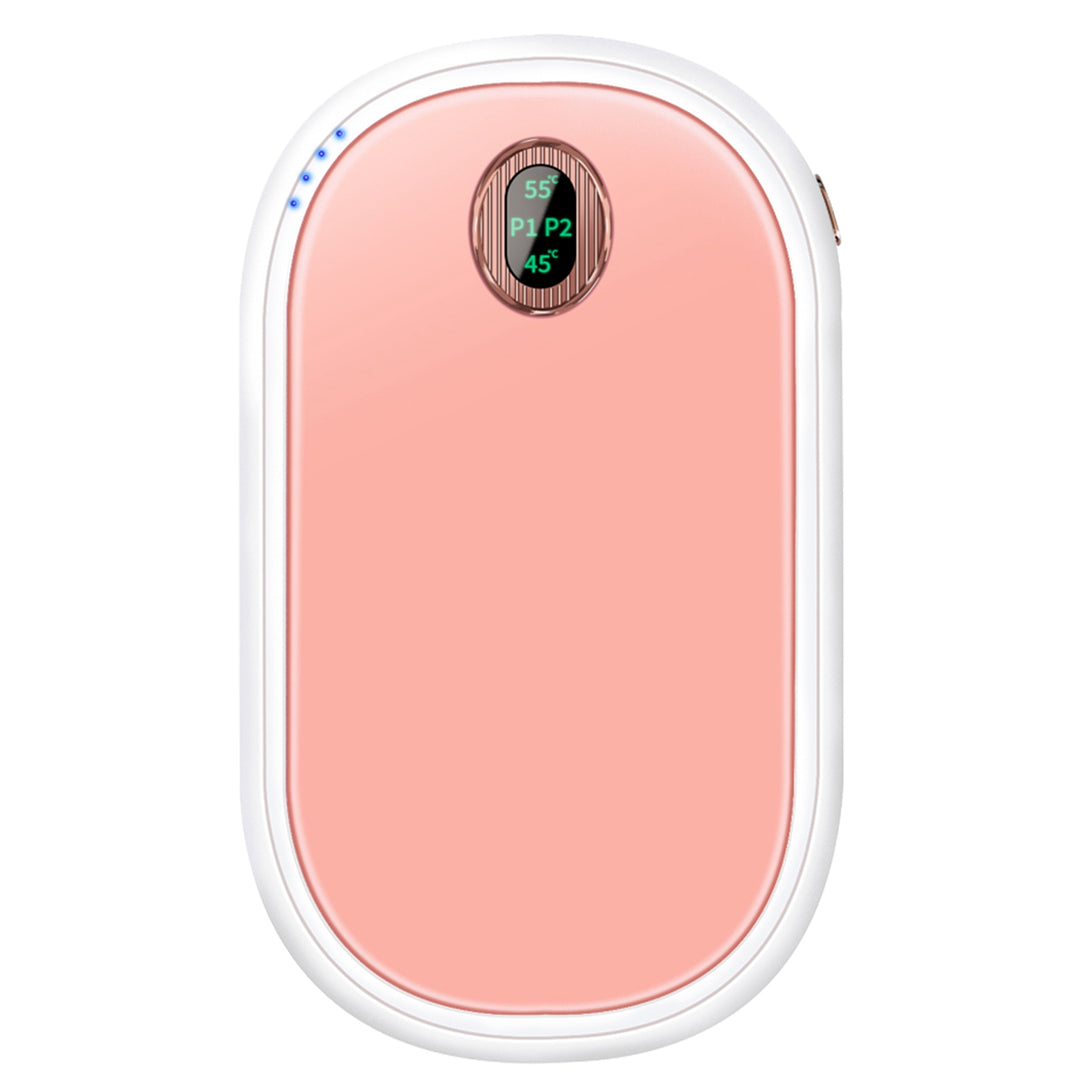 Kiezelvormige handwarmer met display