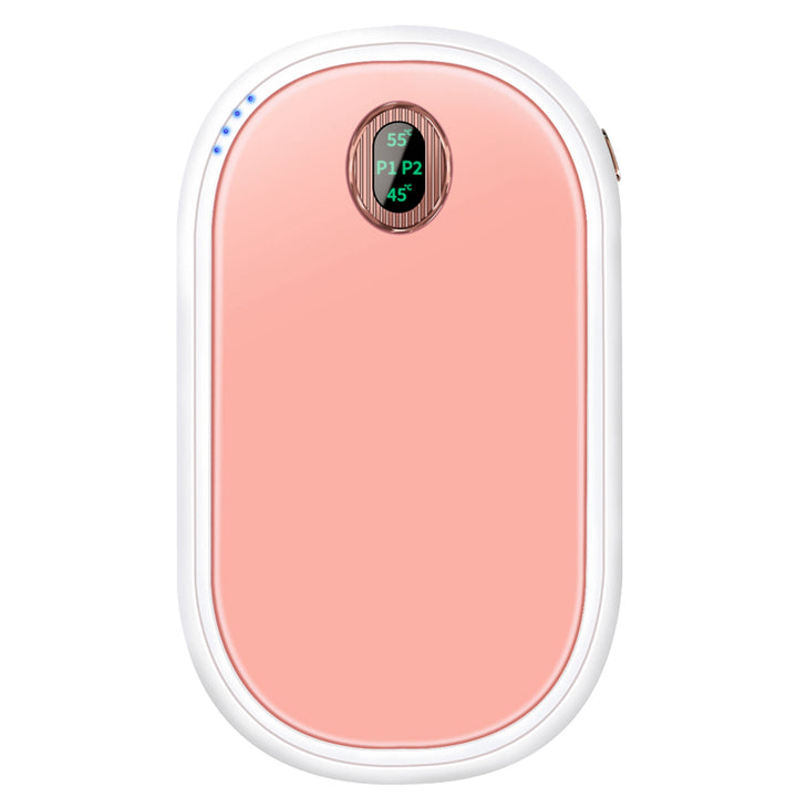 Kiezelvormige handwarmer met display