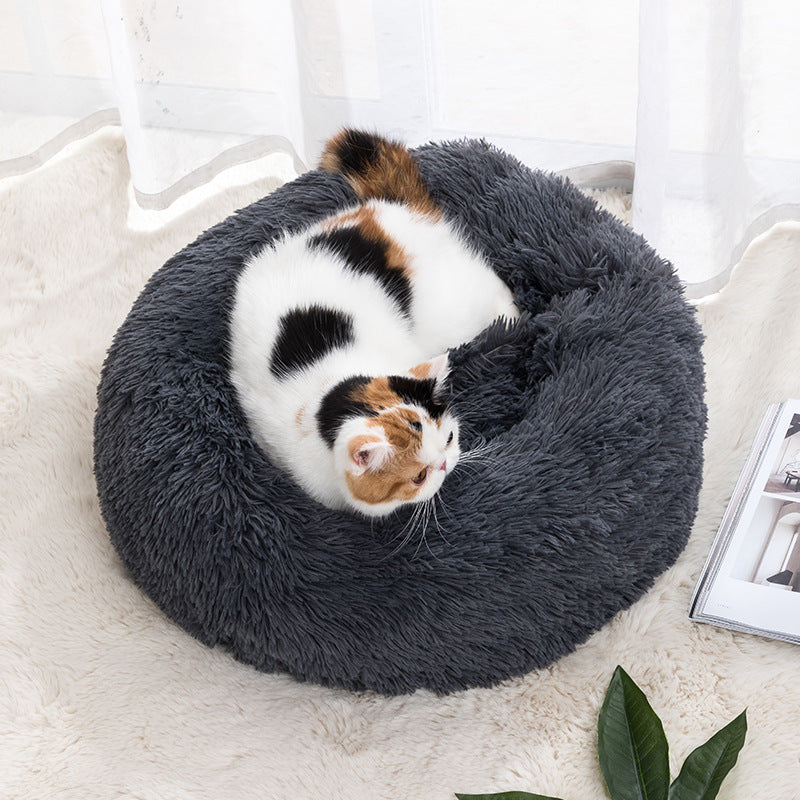 Warme ronde kattenmand voor de winter in 8 maten, van 30 tot 100 cm