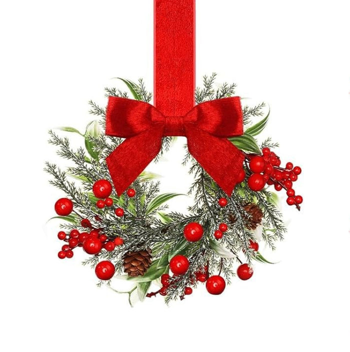 Hollevo Kleine kerstkrans met strik, handgemaakt