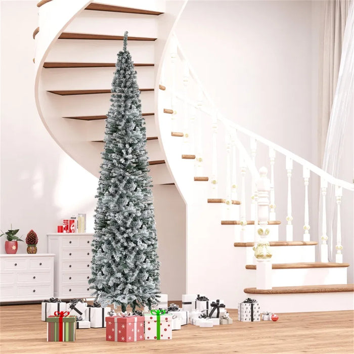 Hollevo Smalle besneeuwde kerstboom 270 cm zonder verlichting