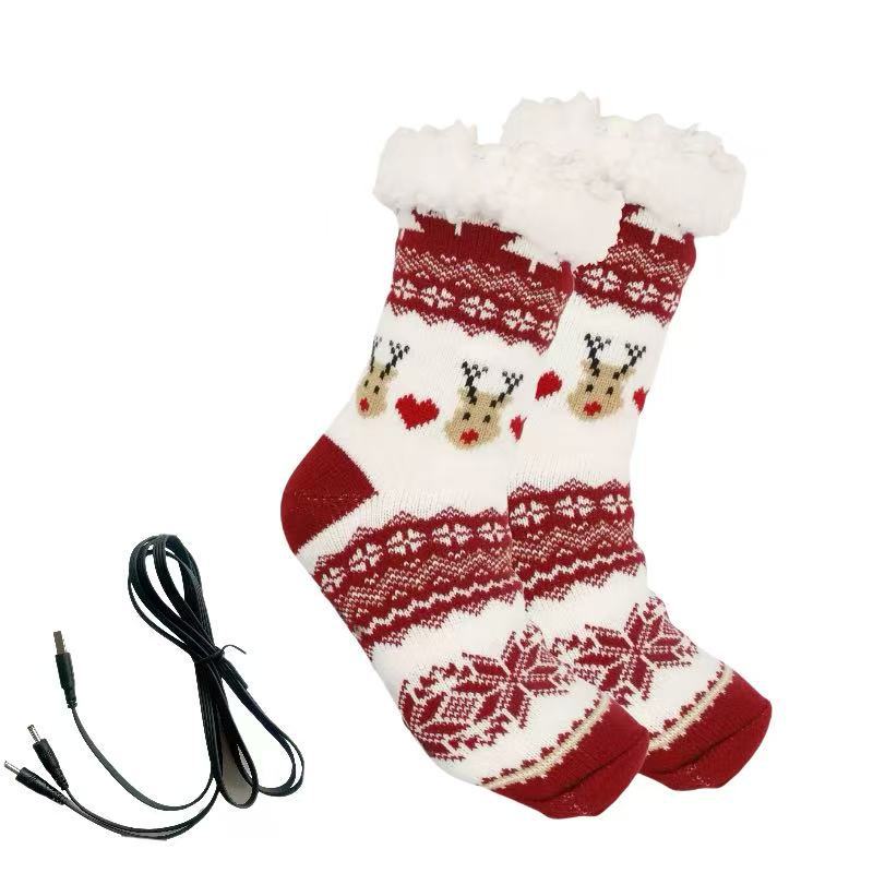 Gebreide kerstsokken met USB-kabel