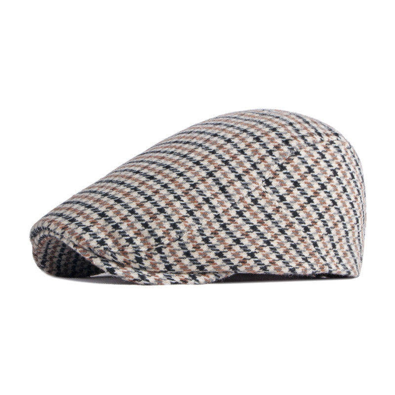 Flatcap met pied-de-poulepatroon