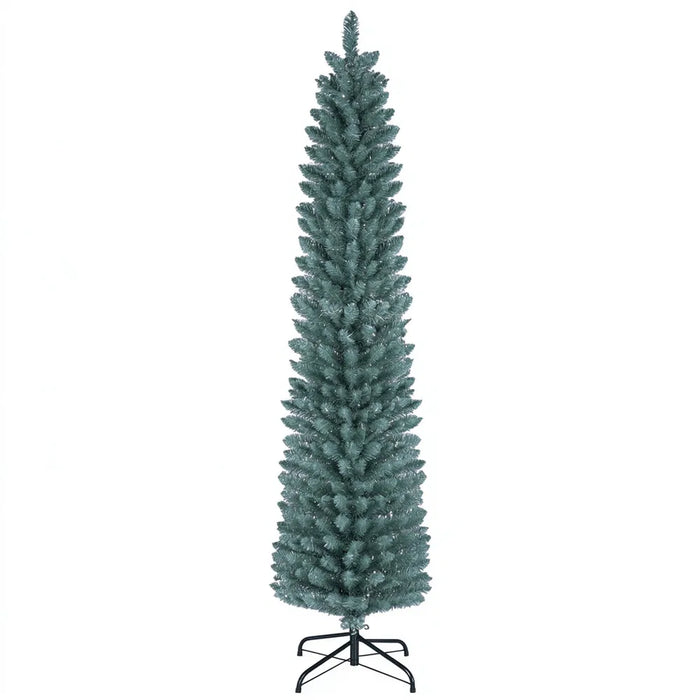 Hollevo Smalle berijpte kerstboom 183 cm zilver en grijsgroen