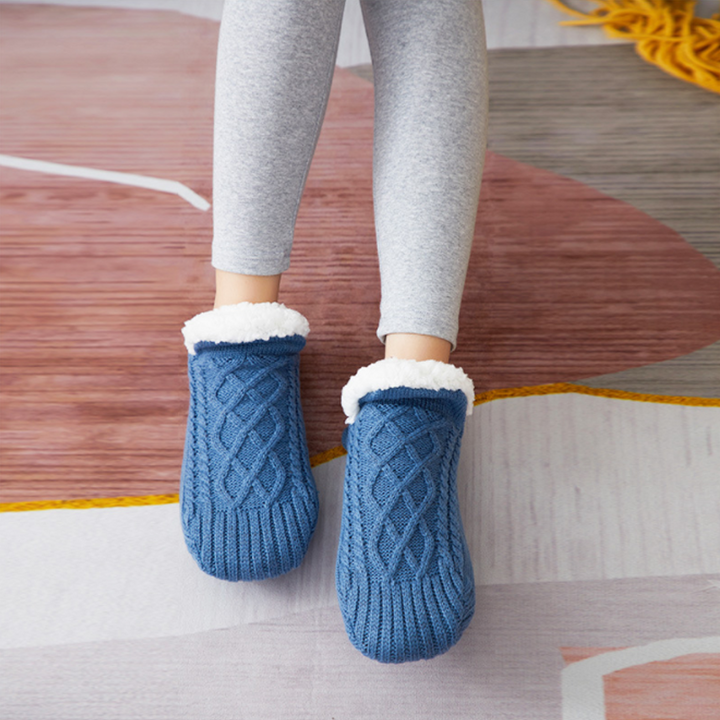 Gebreide sloffensokken met dikke voering en antislip