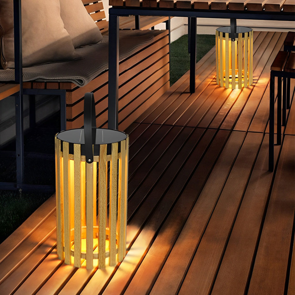 Hollevo™ Moderne solar tuinlamp van hout en aluminium met warm ledlicht