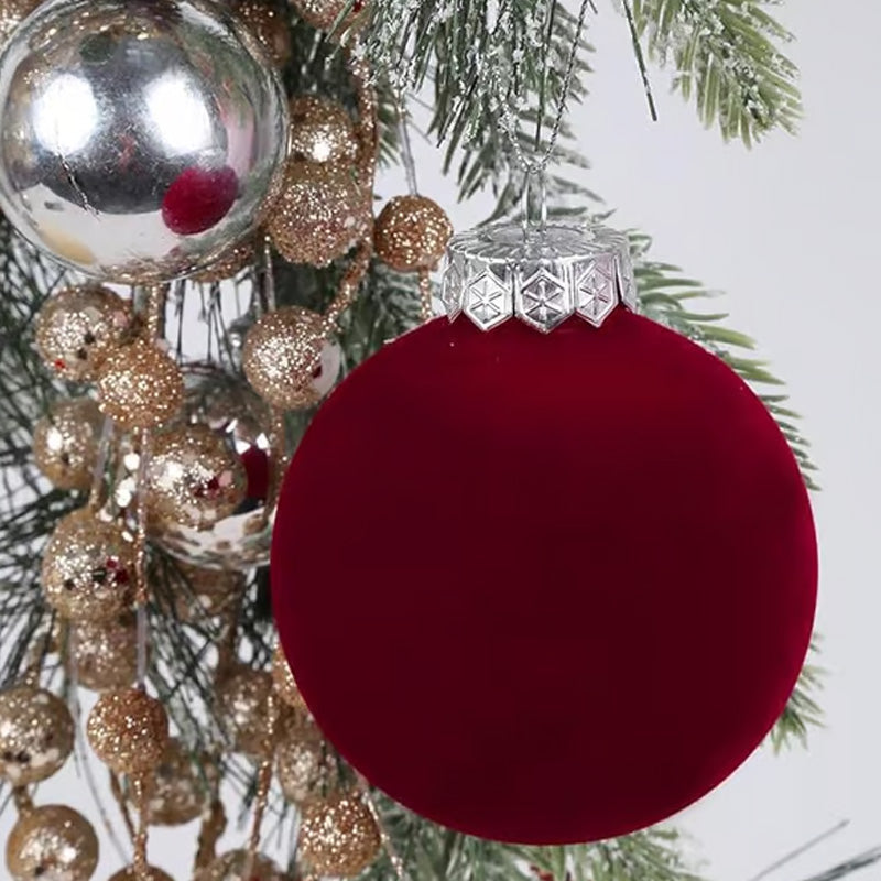 Fluwelen kerstballen set van 12 met zachte matte look