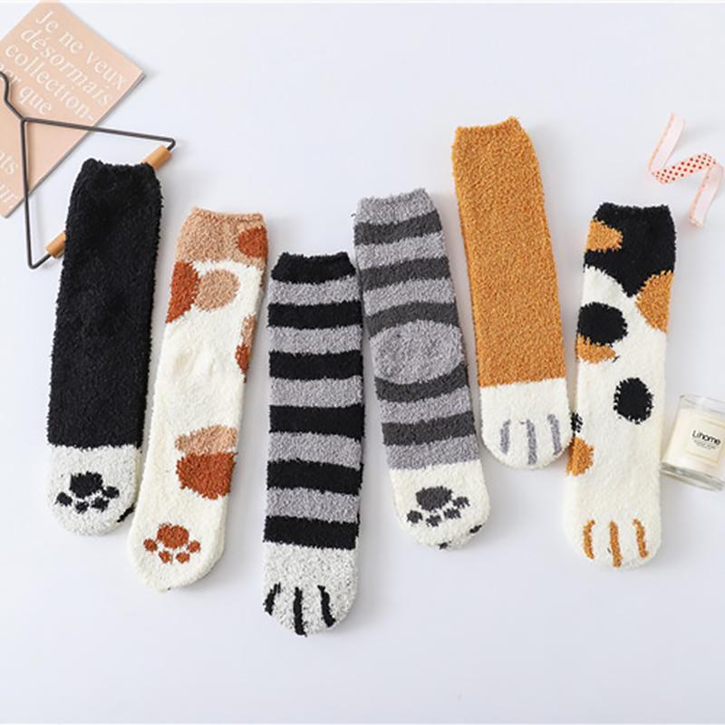 Knusse kattenpootjes sokken van zachte coral fleece, one size