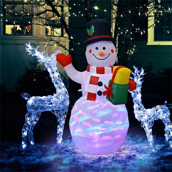 Opblaasbare sneeuwpop met cadeau en licht