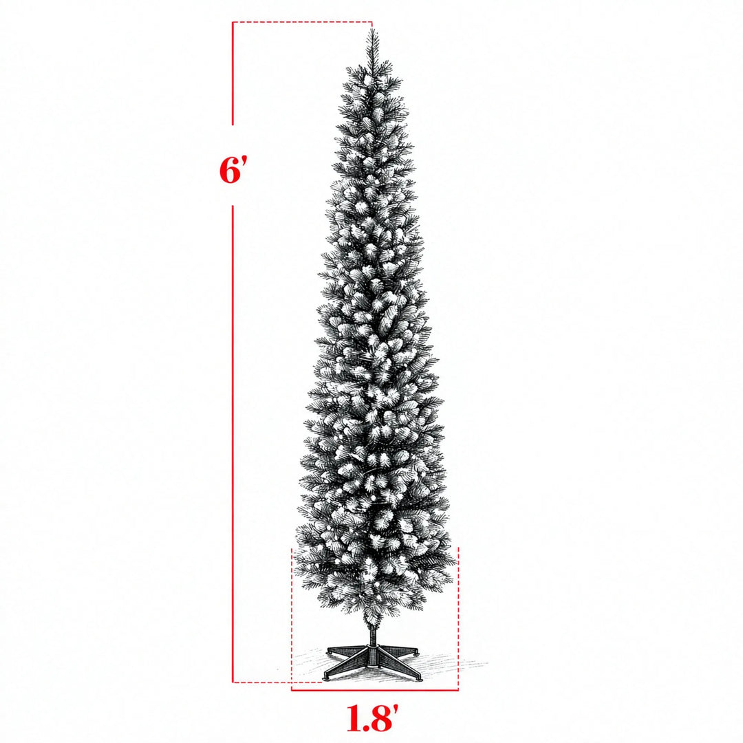 Smalle kerstboom met witte puntjes en lichtjes