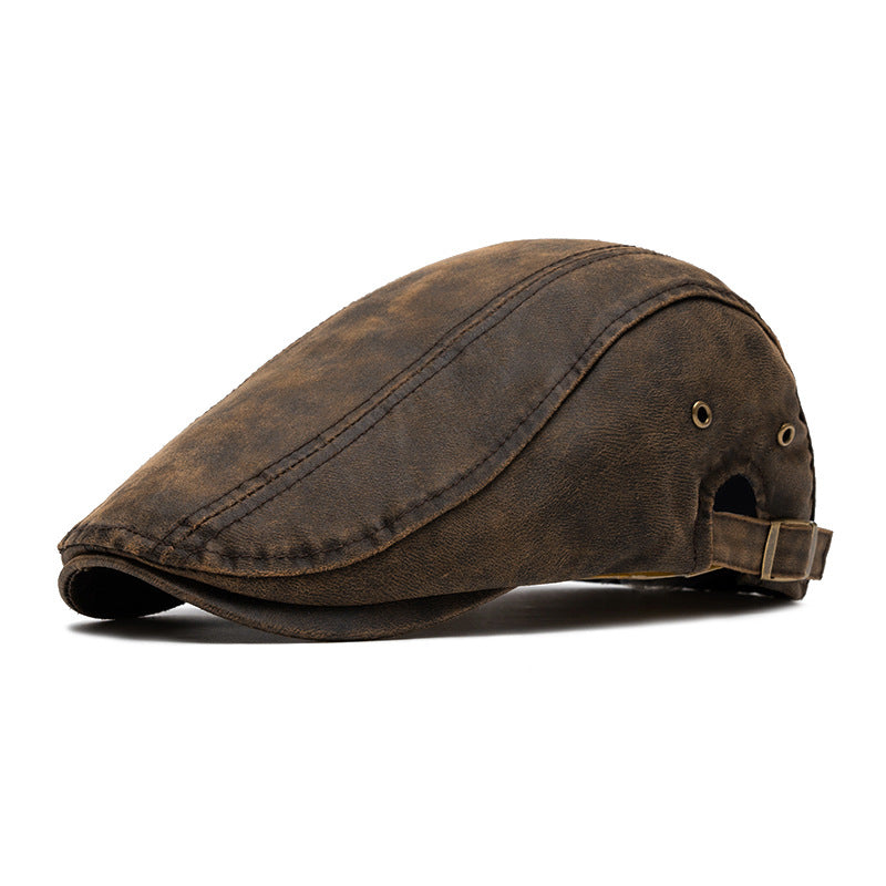 Gewassen denim flatcap