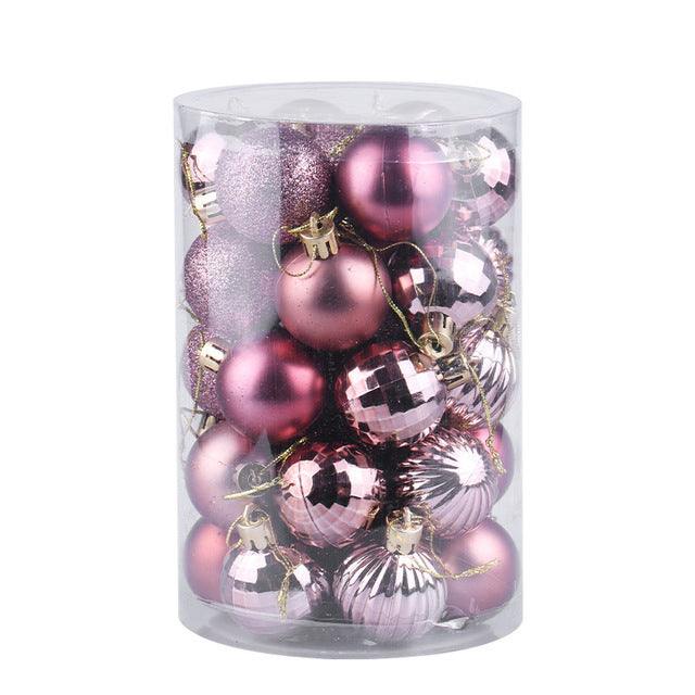 Kerstballen 4 cm, set van 34 in prachtige kleuren