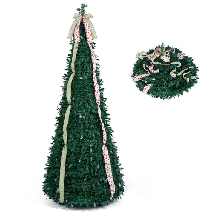 Pop-up kerstboom met satijnen linten