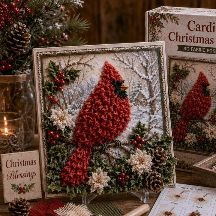 3D stoffen kerstplaatje met sneeuwpop in lijst