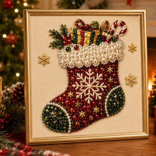 Hollevo Diamond painting kerst met parelsteentjes, zonder lijst