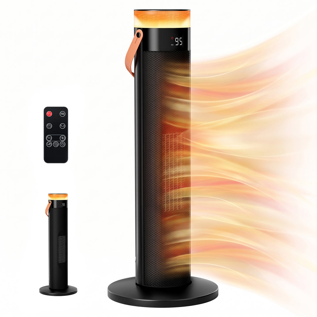 Zwarte slanke torenkachel met led-ring