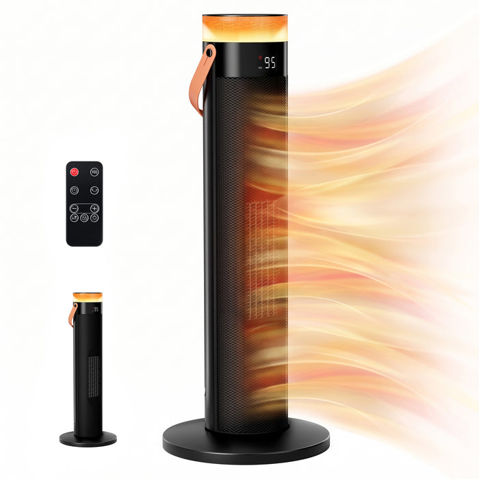 Hollevo Keramische torenkachel 1.500 watt met led-ring en eco-stand