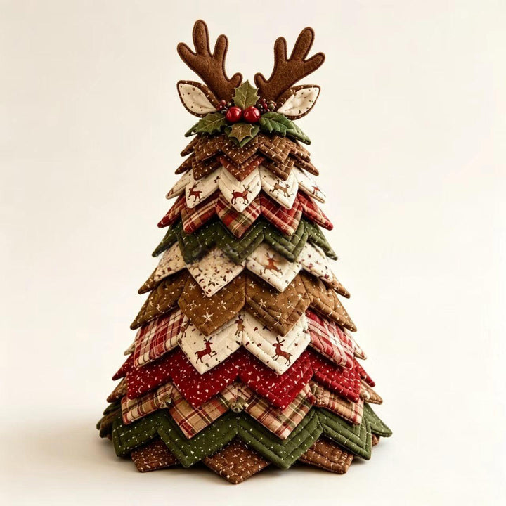 Patchwork kerstboom van stof met ster
