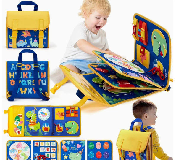 Vilten busy board met gespen en ritsen