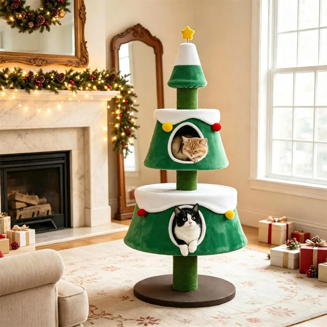 Kattenboom in de vorm van een kerstboom