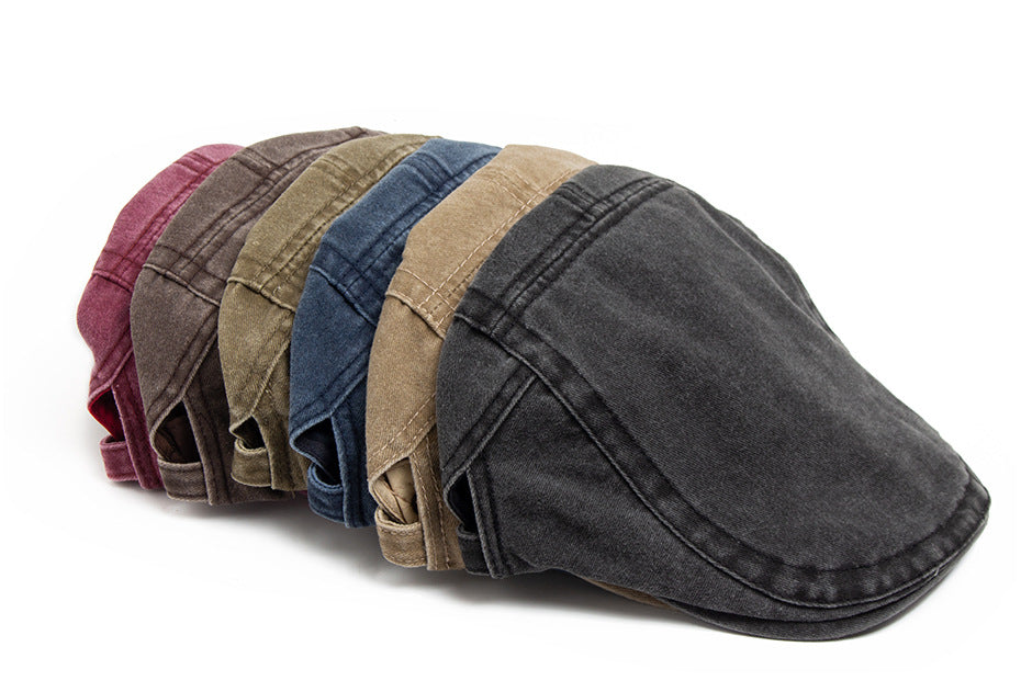 Gewassen denim flatcap