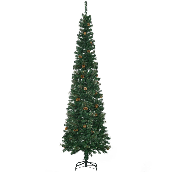 Slanke kerstboom met dennenappels
