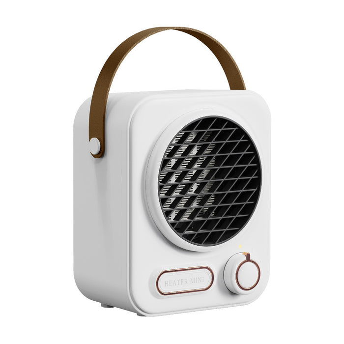 Hollevo Retro ventilatorkachel met handvat in leerlook, 1000 W