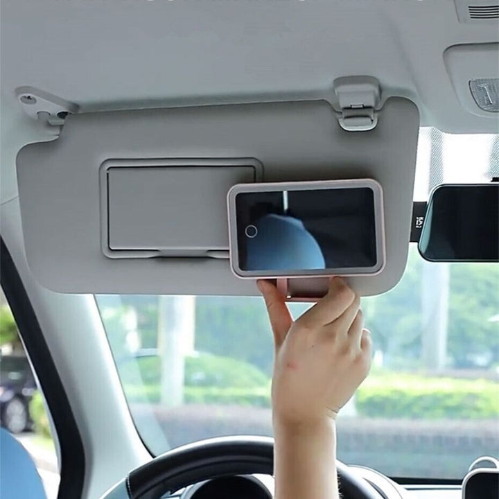 Make-upspiegel voor in de auto met dimbare ledverlichting