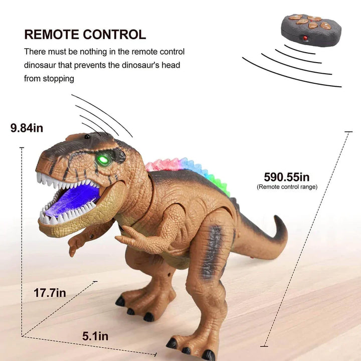 Bestuurbare T-rex die loopt, brult en in kleuren oplicht