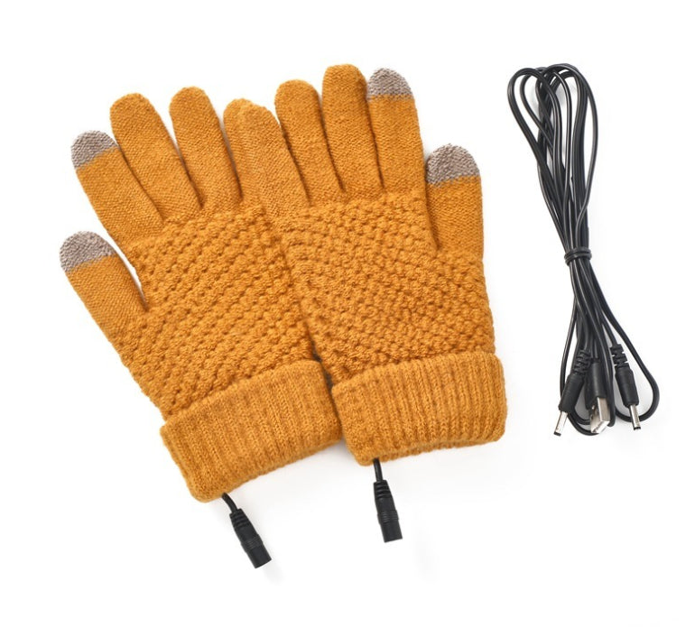 Gebreide verwarmde handschoenen met usb-kabel