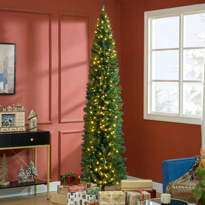 Hollevo Groene smalle kerstboom 244 cm met 300 warmwitte leds