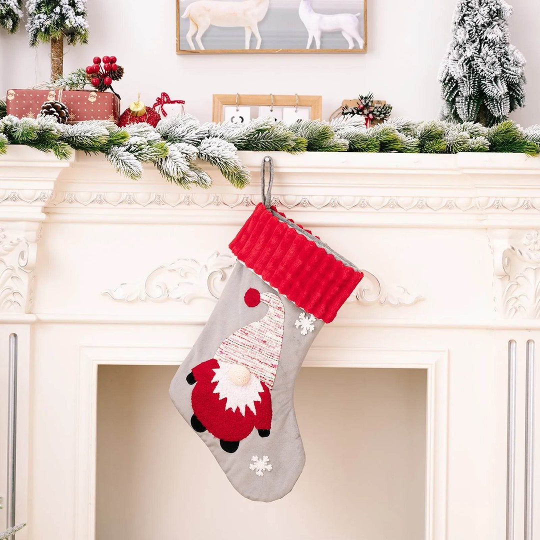 Hollevo™ Kerstsok met gouden fluwelen patch om op te hangen