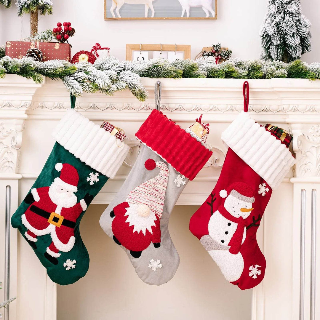 Hollevo™ Kerstsok met gouden fluwelen patch om op te hangen