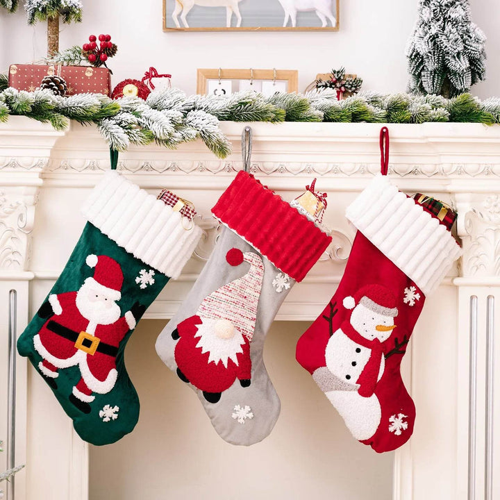 Hollevo™ Kerstsok met gouden fluwelen patch om op te hangen
