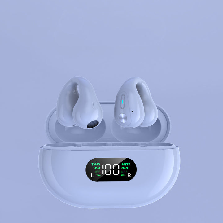 Zwarte open oordopjes met clip en oplaadcase