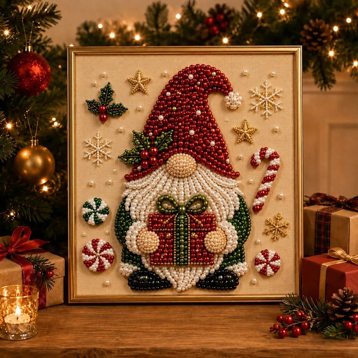 Diamond painting met kabouter en cadeauzak