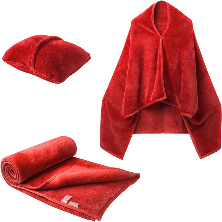 Fleece deken als omslagdoek met knopen