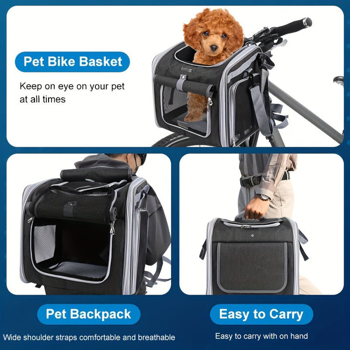 Uitklapbare fietsmand voor kleine honden en katten