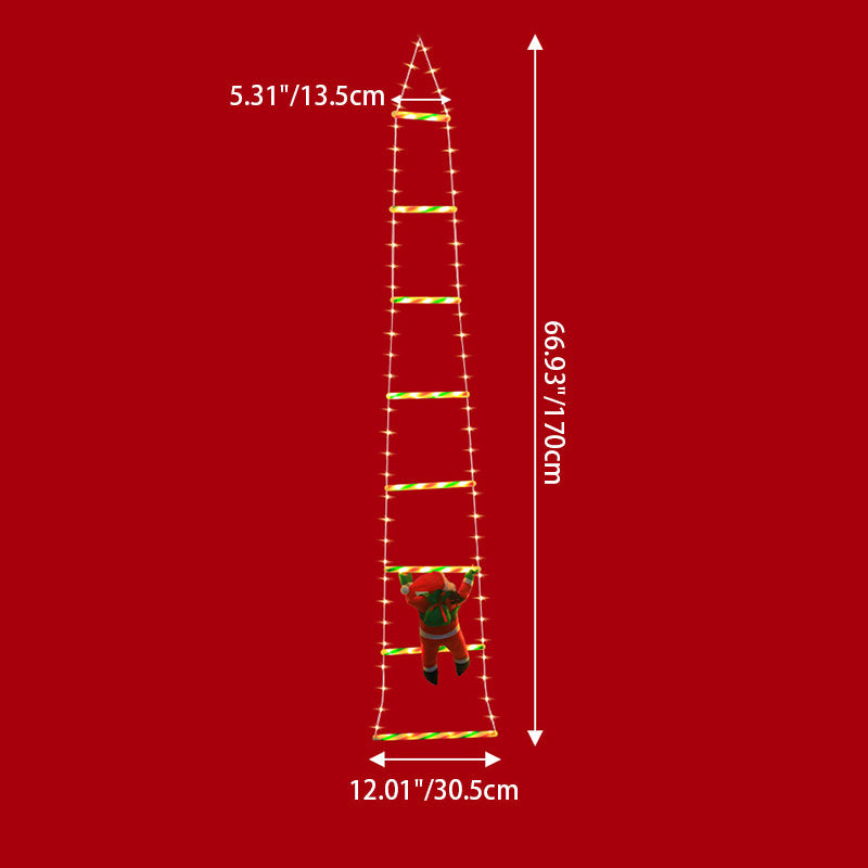 Modern kunst deco PVC katoen ladder vorm kerstman kerstdecoratie LED lichtsnoer voor buiten