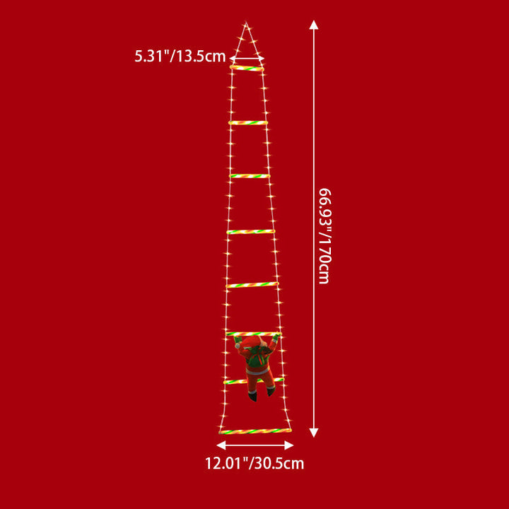 Modern kunst deco PVC katoen ladder vorm kerstman kerstdecoratie LED lichtsnoer voor buiten
