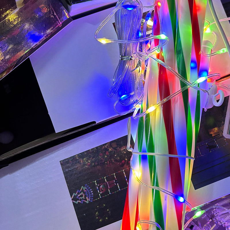 Modern kunst deco PVC katoen ladder vorm kerstman kerstdecoratie LED lichtsnoer voor buiten