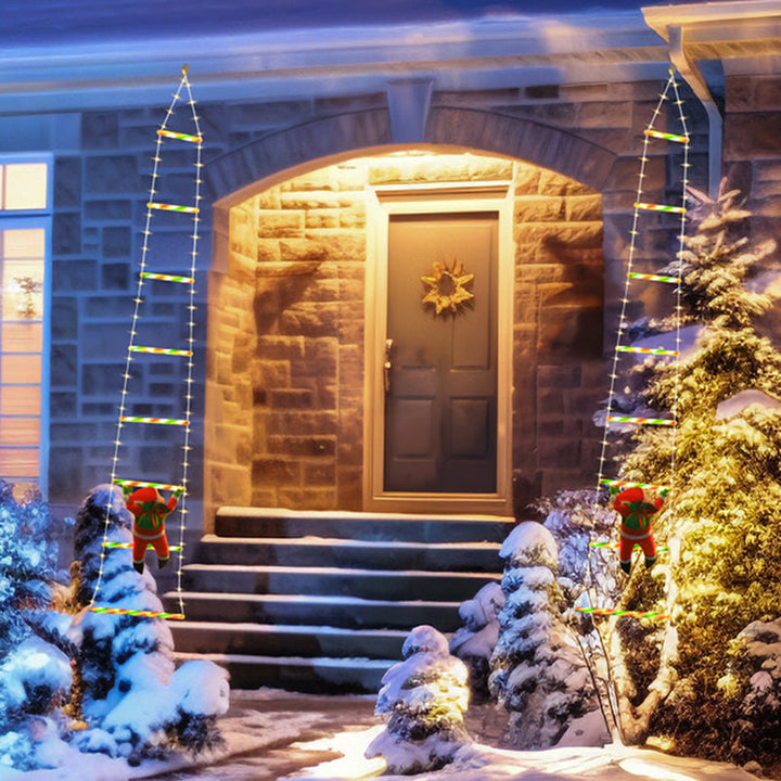 Modern kunst deco PVC katoen ladder vorm kerstman kerstdecoratie LED lichtsnoer voor buiten